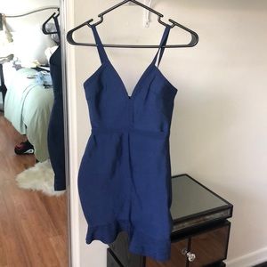 About Us MARIN RUFFLE BANDAGE MINI DRESS IN NAVY